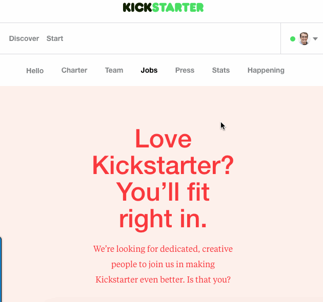 Kickstarter Job Page